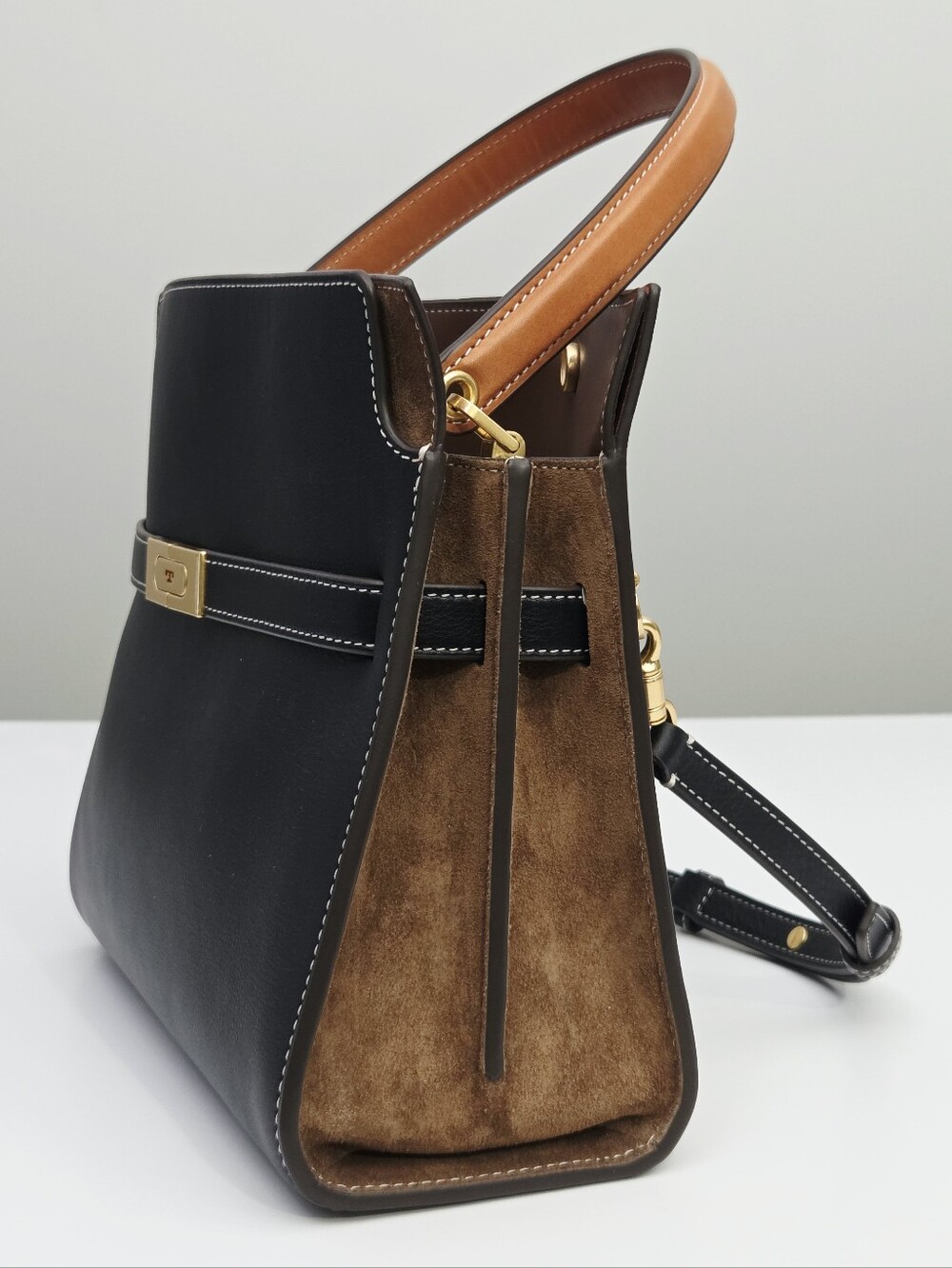 LIKE NEW TORY BURCH LEE RADZIWILL SMALL DOUBLE BAG - BLACK - Picture 5 of 15